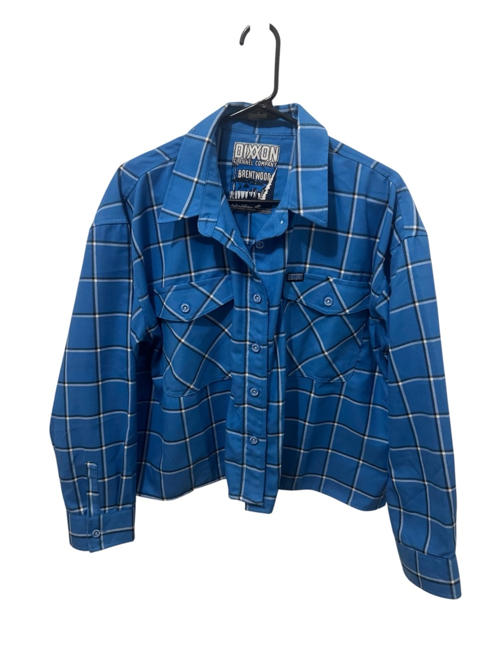 Dixxon Brentwood Blue Plaid Cropped Shirt XL